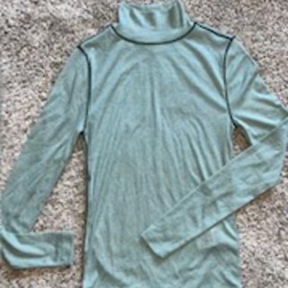 NEW! Madewell Women’s Light Green Mock Long Sleeve Sheer Tee, Size XXS - Picture 7 of 7